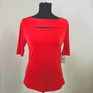 Red Boat Neck Top